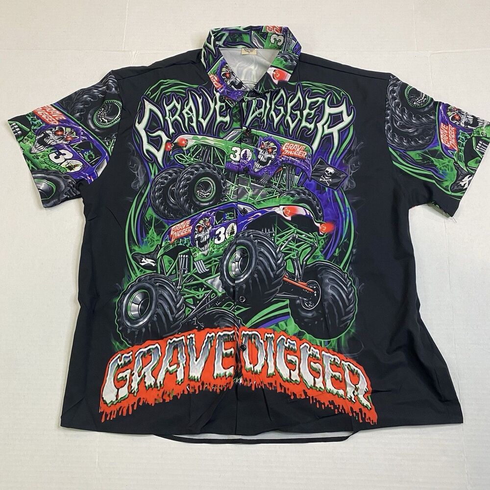 Hardaddy Grave Digger Button Down Mens Shirt Size XL